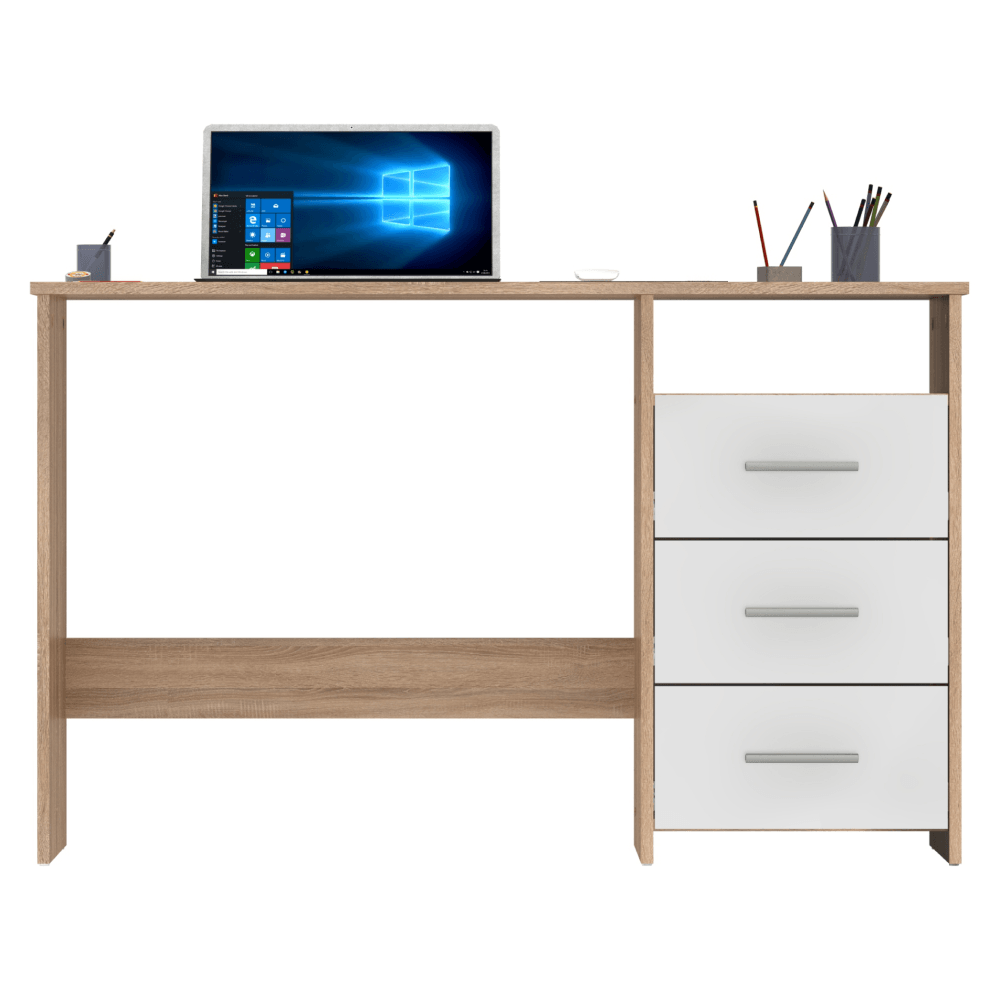 Masuta PC , stejar sonoma/alb, LARISTOTE NEW — imaginea 9