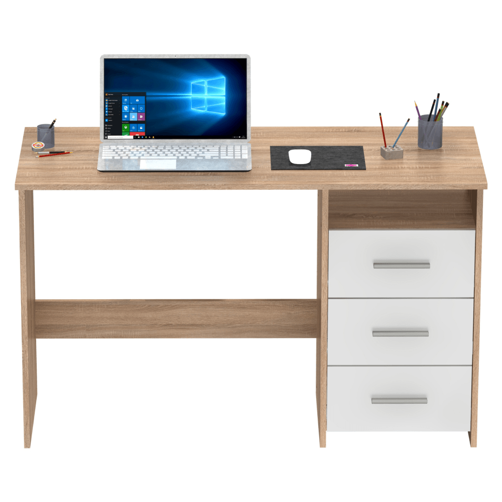 Masuta PC , stejar sonoma/alb, LARISTOTE NEW — imaginea 10