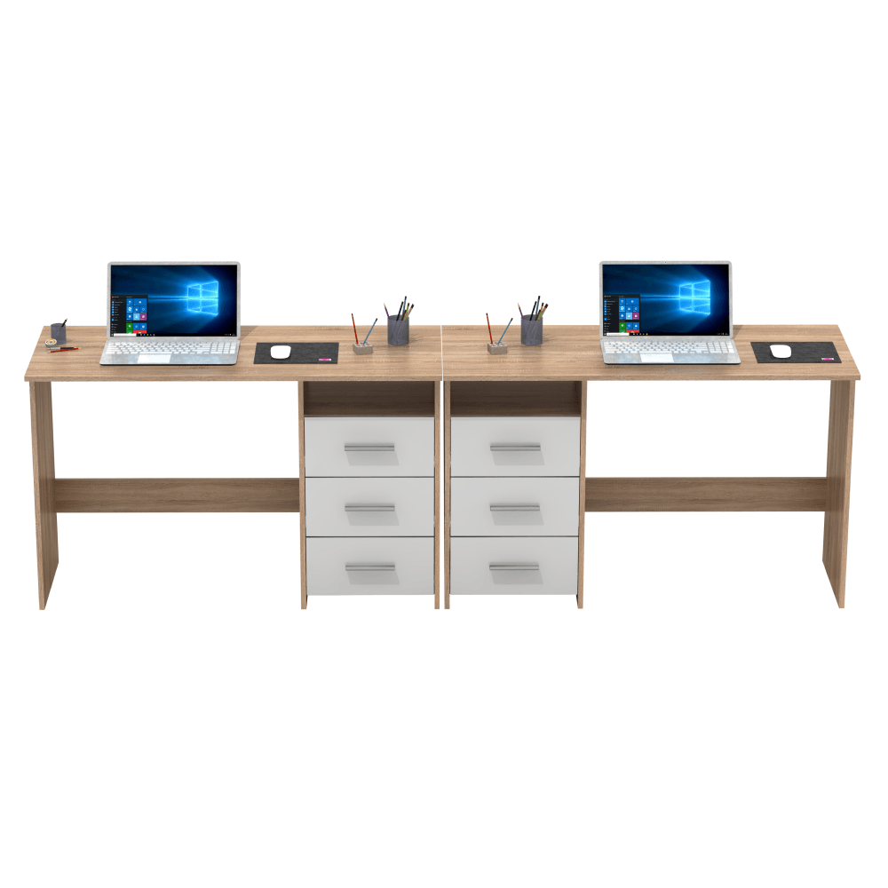 Masuta PC , stejar sonoma/alb, LARISTOTE NEW — imaginea 16