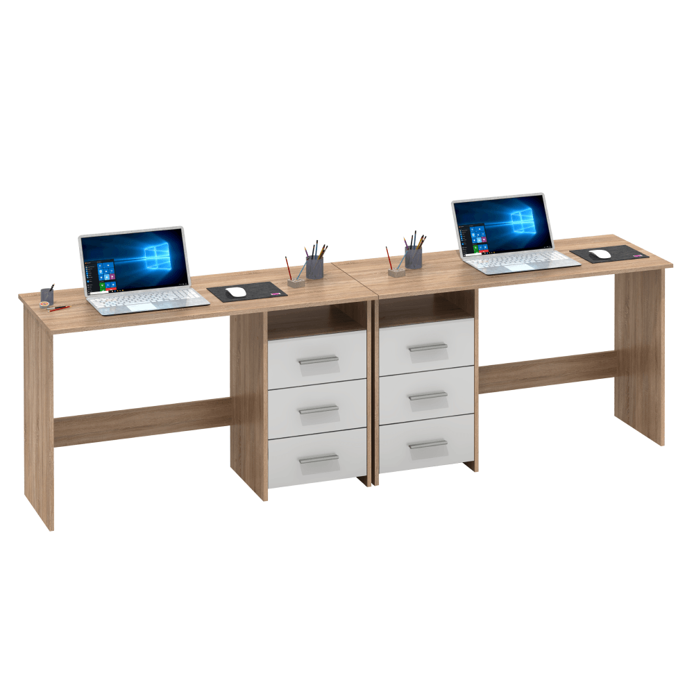 Masuta PC , stejar sonoma/alb, LARISTOTE NEW — imaginea 17