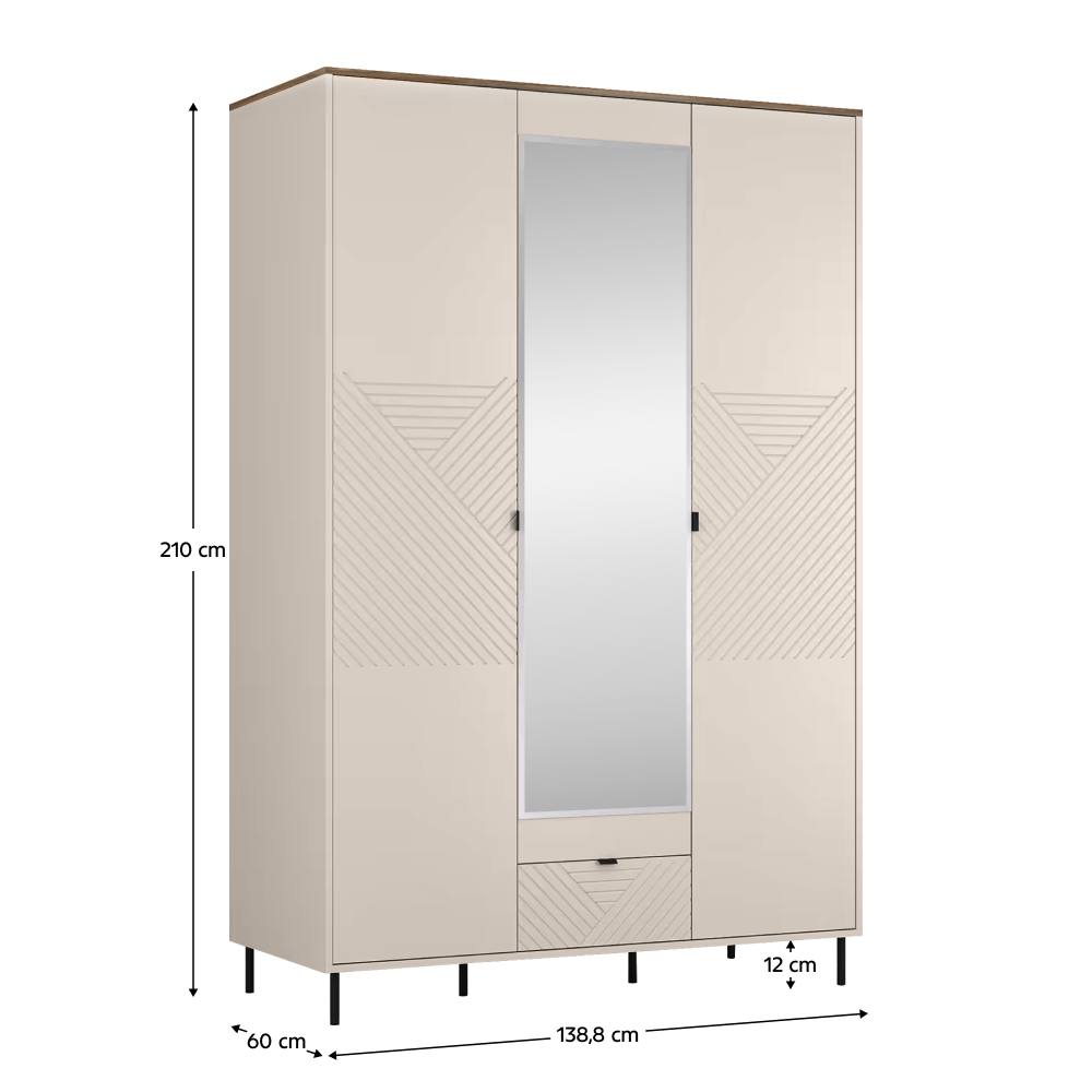 Comoda, casmir/stejar castello, EYCO 3D1S — imaginea 4