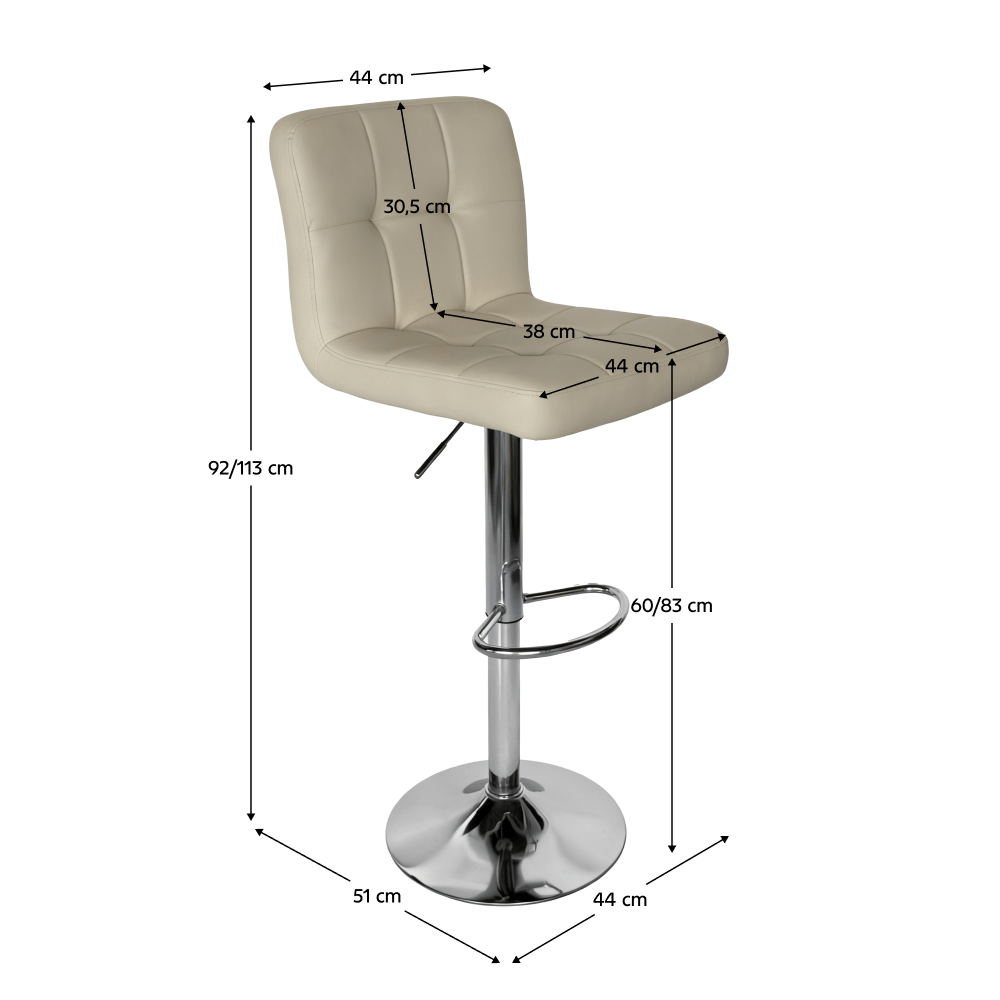 Scaun bar, piele ecologica bej/crom, KANDY 2 NEW — imaginea 2