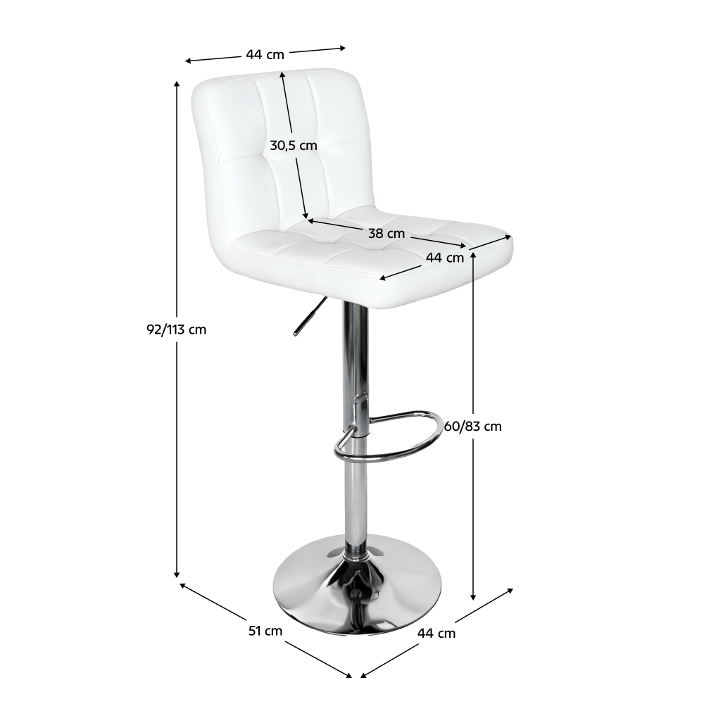 Scaun de bar, piele ecologica alba/crom, KANDY 2 NEW — imaginea 4