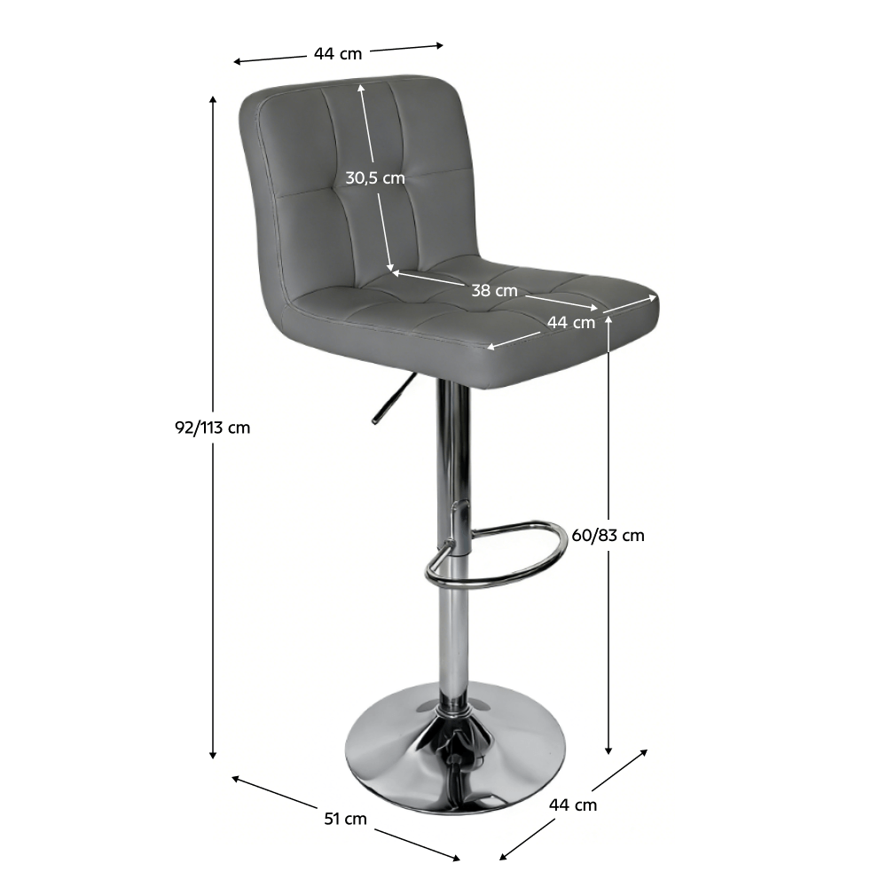 Scaun bar, piele ecologica gri/crom, KANDY 2 NEW — imaginea 2