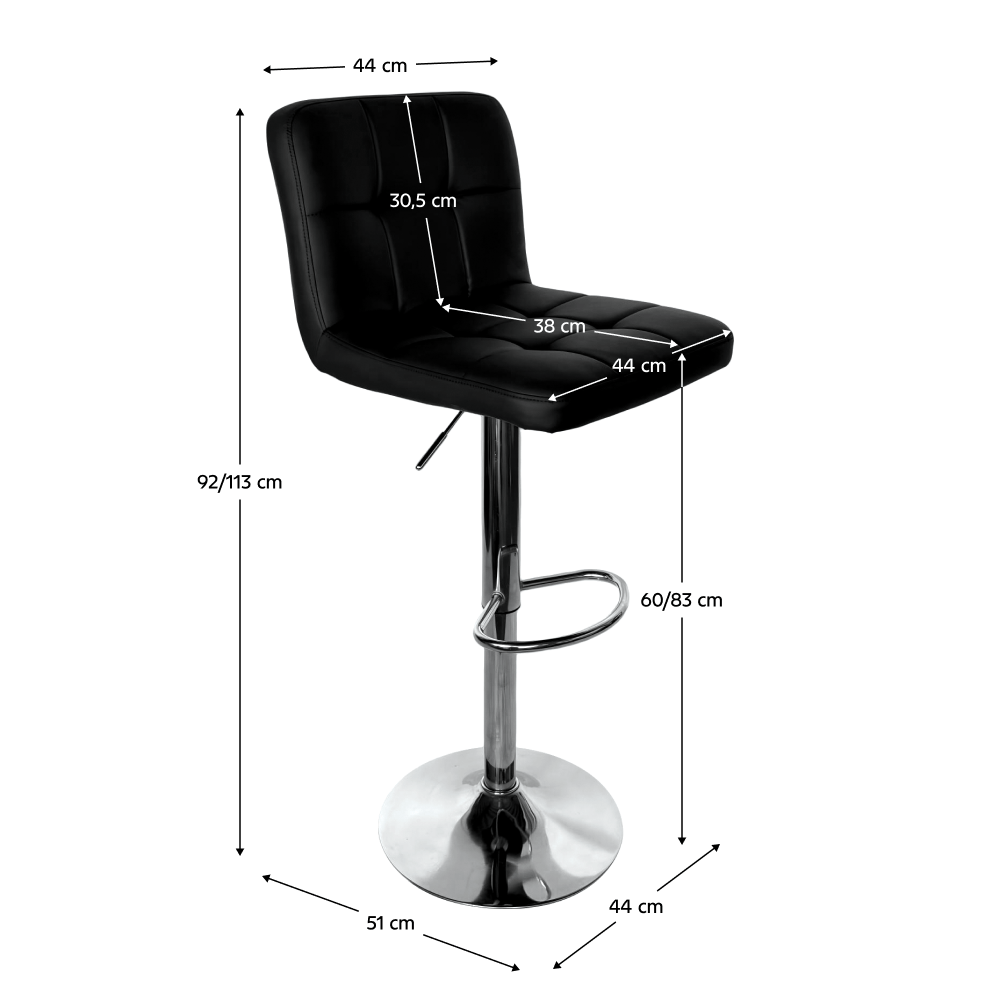 Scaun de bar, piele ecologica negru/crom, KANDY 2 NEW — imaginea 2