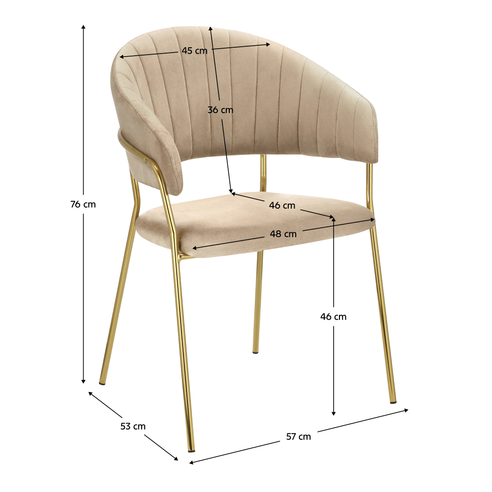 Fotoliu de sufragerie de design, bej, Velvet/gold crom auriu, DASMIN NEW TIP 1 — imaginea 2