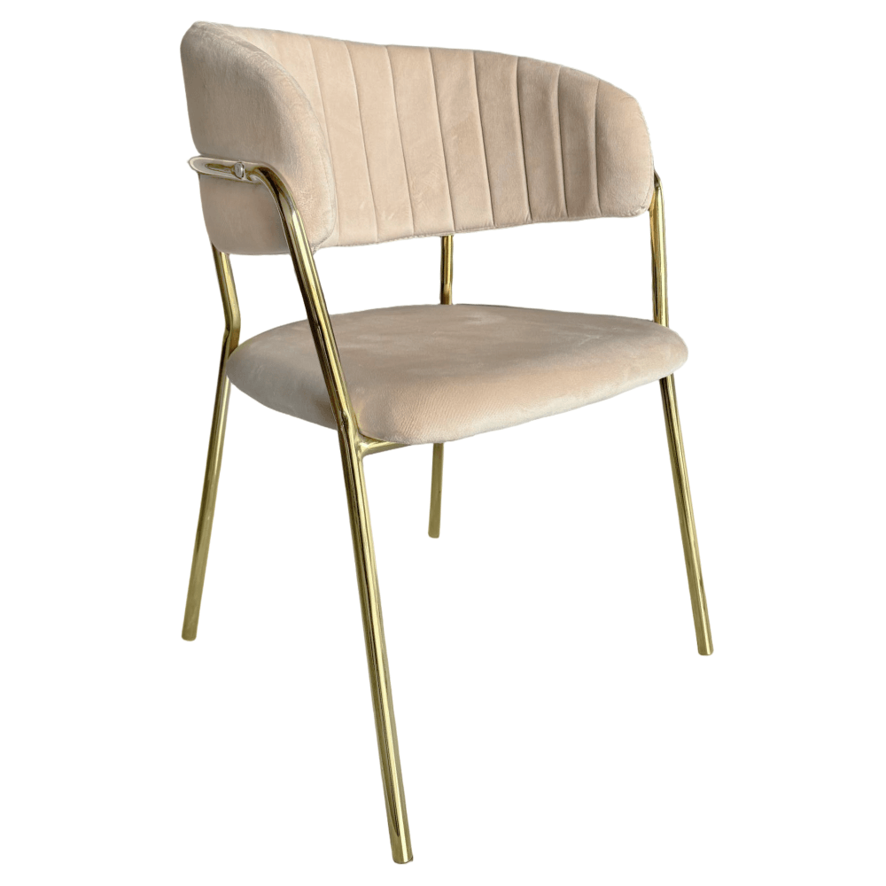 Fotoliu de sufragerie de design, bej, Velvet/gold crom auriu, DASMIN NEW TIP 1 — imaginea 3