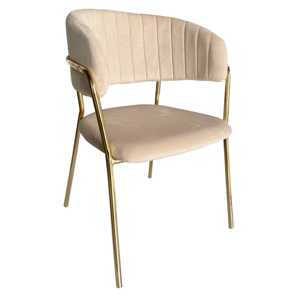 Fotoliu de sufragerie de design, bej, Velvet/gold crom auriu, DASMIN NEW TIP 1 — imaginea 4