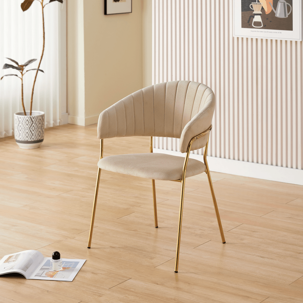 Fotoliu de sufragerie de design, bej, Velvet/gold crom auriu, DASMIN NEW TIP 1 — imaginea 8