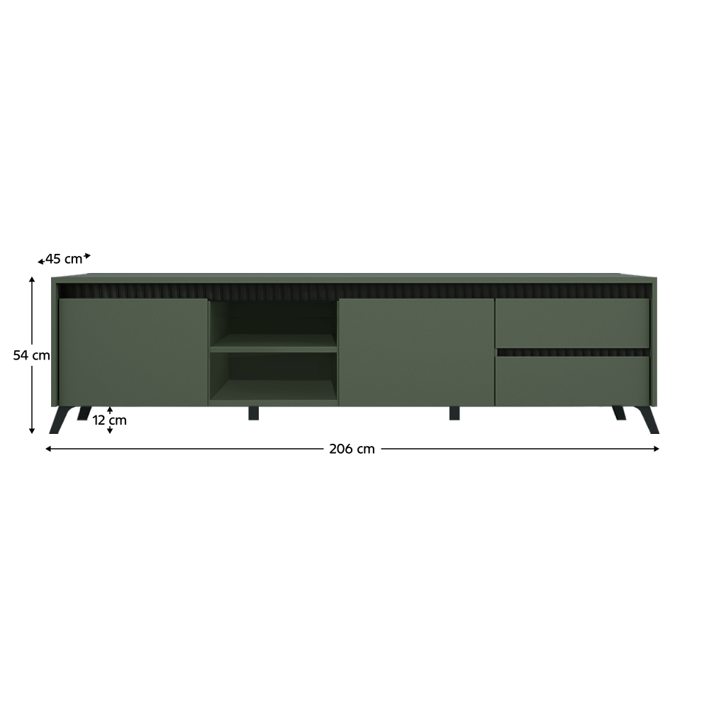Masuta TV, verde smoke/negru, LONGY RTV2K2So — imaginea 3