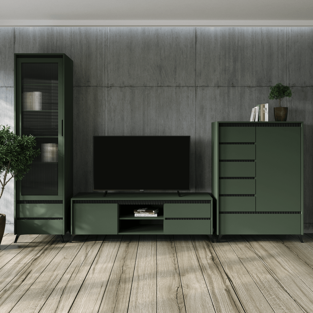 Masuta TV, verde smoke/negru, LONGY RTV2K2So — imaginea 5
