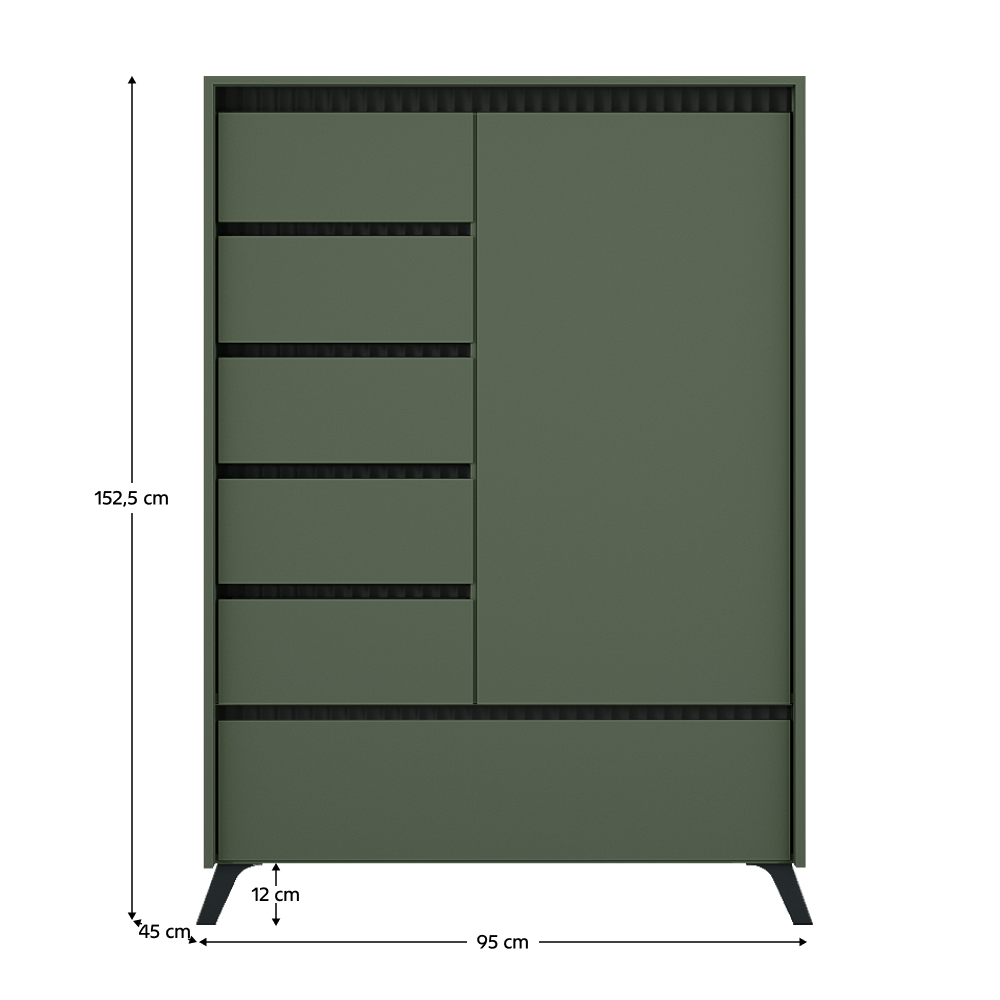 Comoda, verde smoke/negru, LONGY REG1D5S1K — imaginea 2