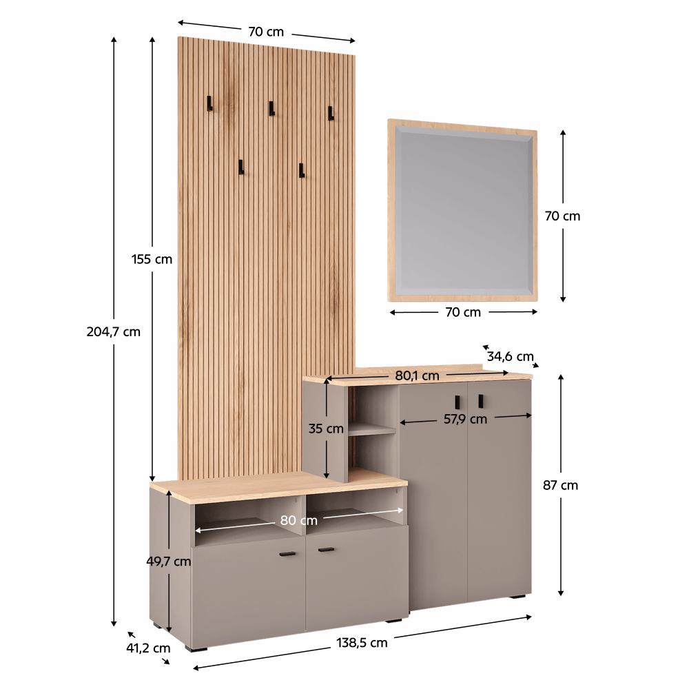 Set de hol, toffee/natural canella strata/cremona torro stejar, EBRAO — imaginea 8