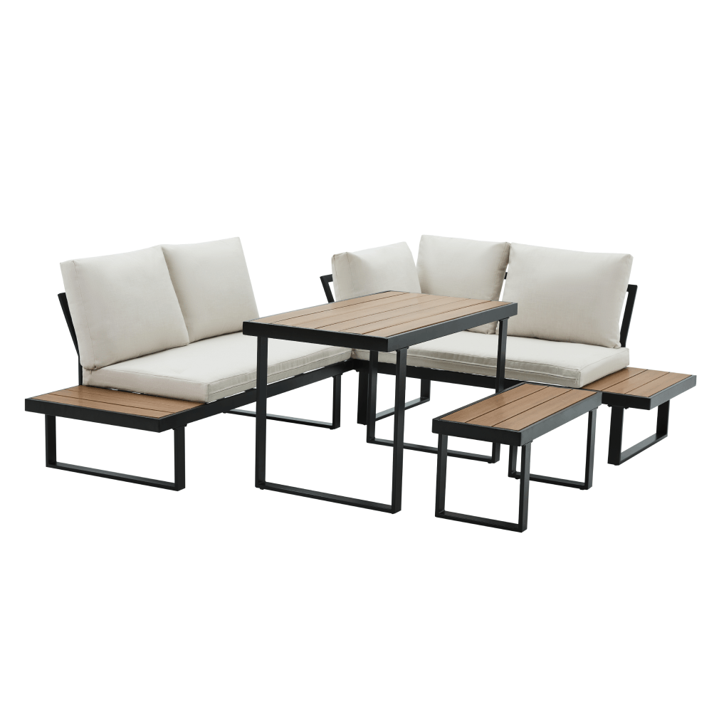 Set de gradina, negru/crem/stejar, FLOJD — imaginea 4