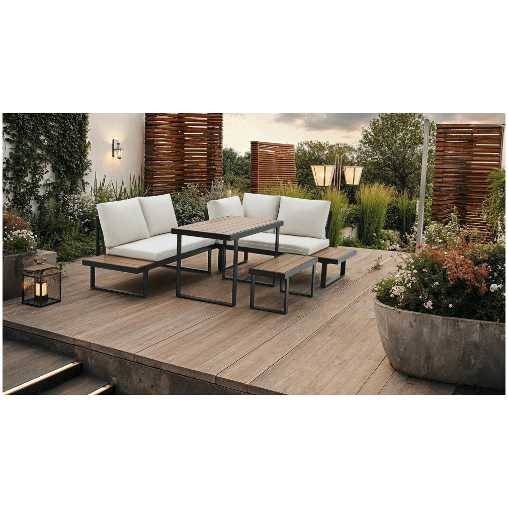 Set de gradina, negru/crem/stejar, FLOJD — imaginea 5