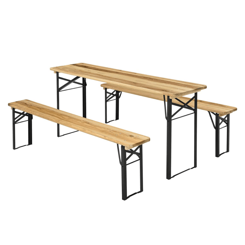 Set de bere 1+2, lemn/metal, natural/negru, LORIS — imaginea 3