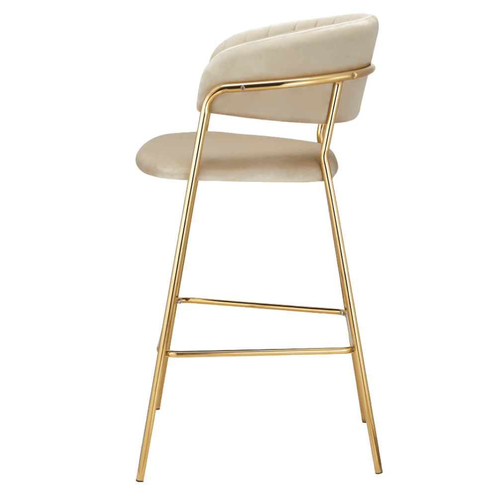 Scaun de bar de design, tesatura bej Velvet/gold crom auriu, DASMIN NEW TIP 2 — imaginea 3