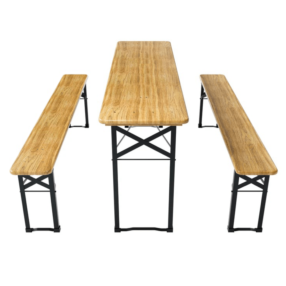 Set de bere 1+2, lemn/metal, natural/negru, LORIS — imaginea 4