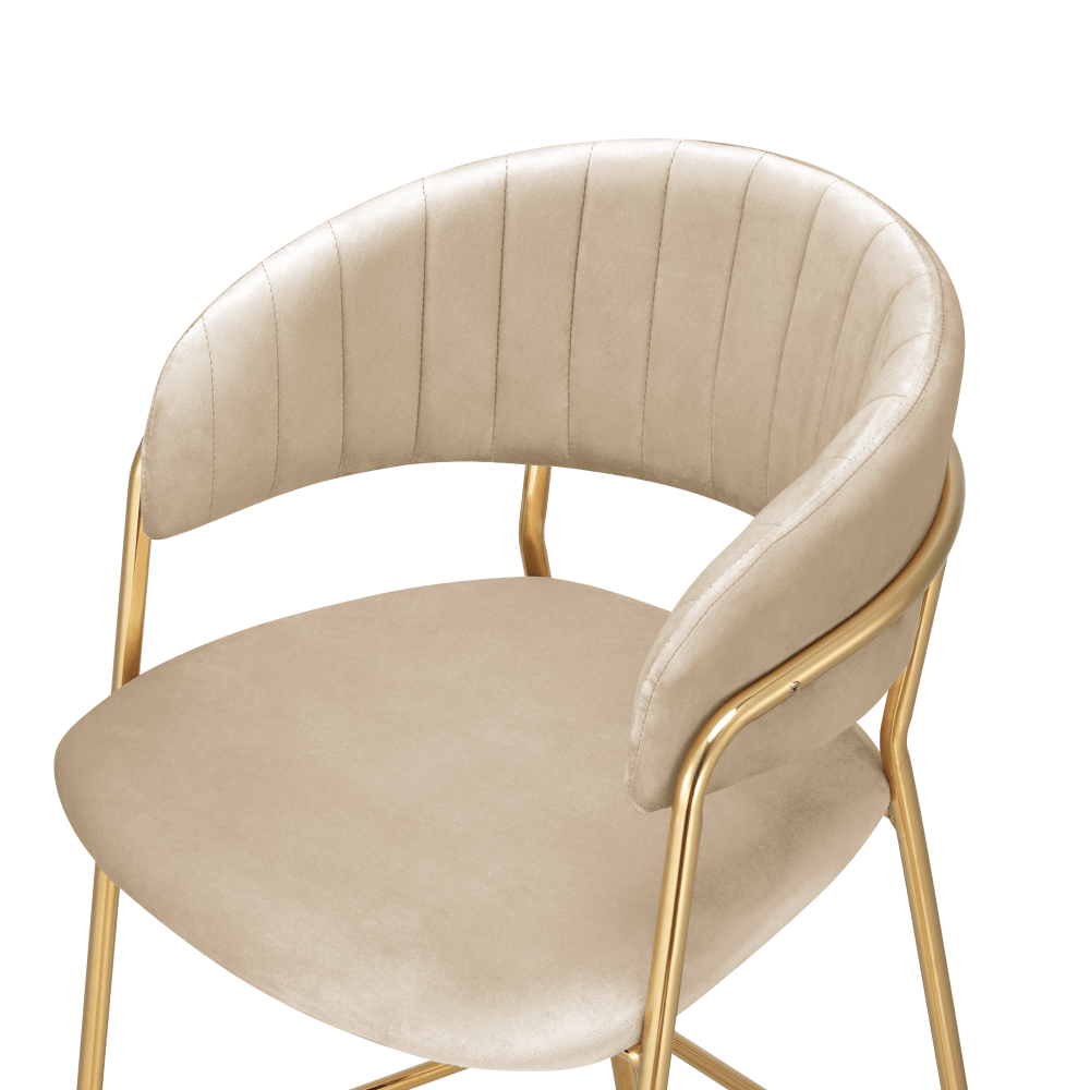Scaun de bar de design, tesatura bej Velvet/gold crom auriu, DASMIN NEW TIP 2 — imaginea 4