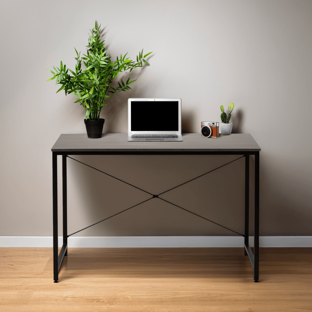 Birou, beton/negru, 120x60 cm, MELLORA — imaginea 4