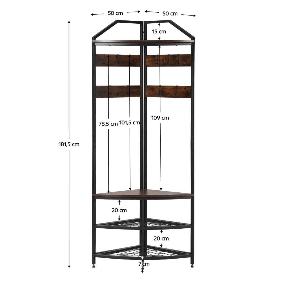 Cuier, stejar rustic/negru, ELVIRO — imaginea 2
