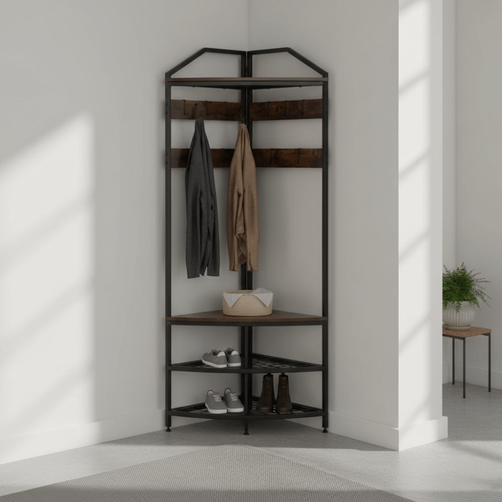 Cuier, stejar rustic/negru, ELVIRO — imaginea 5