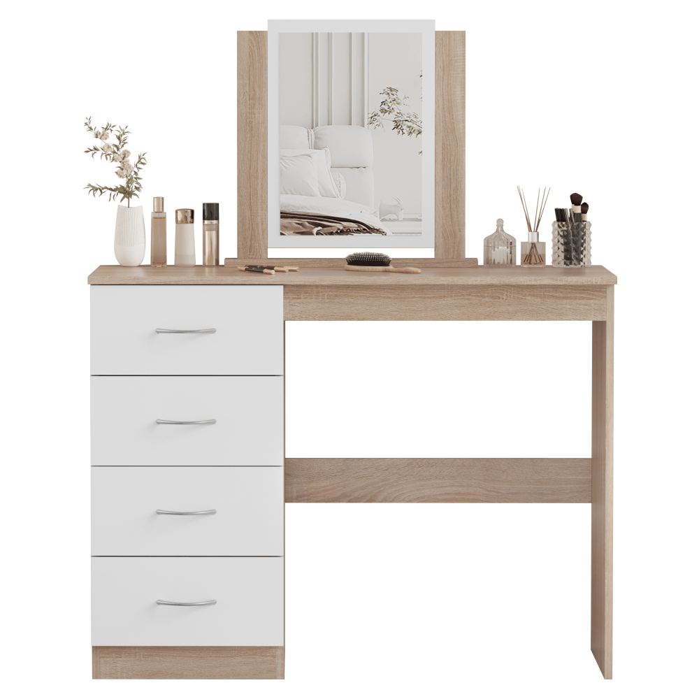 Masa de toaleta, stejar sonoma/alb, KLEVIS — imaginea 4
