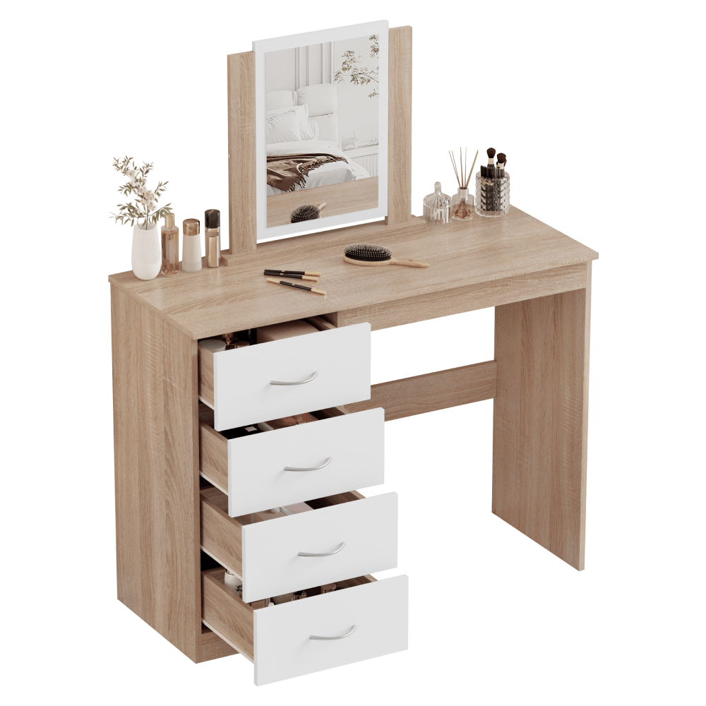Masa de toaleta, stejar sonoma/alb, KLEVIS — imaginea 5