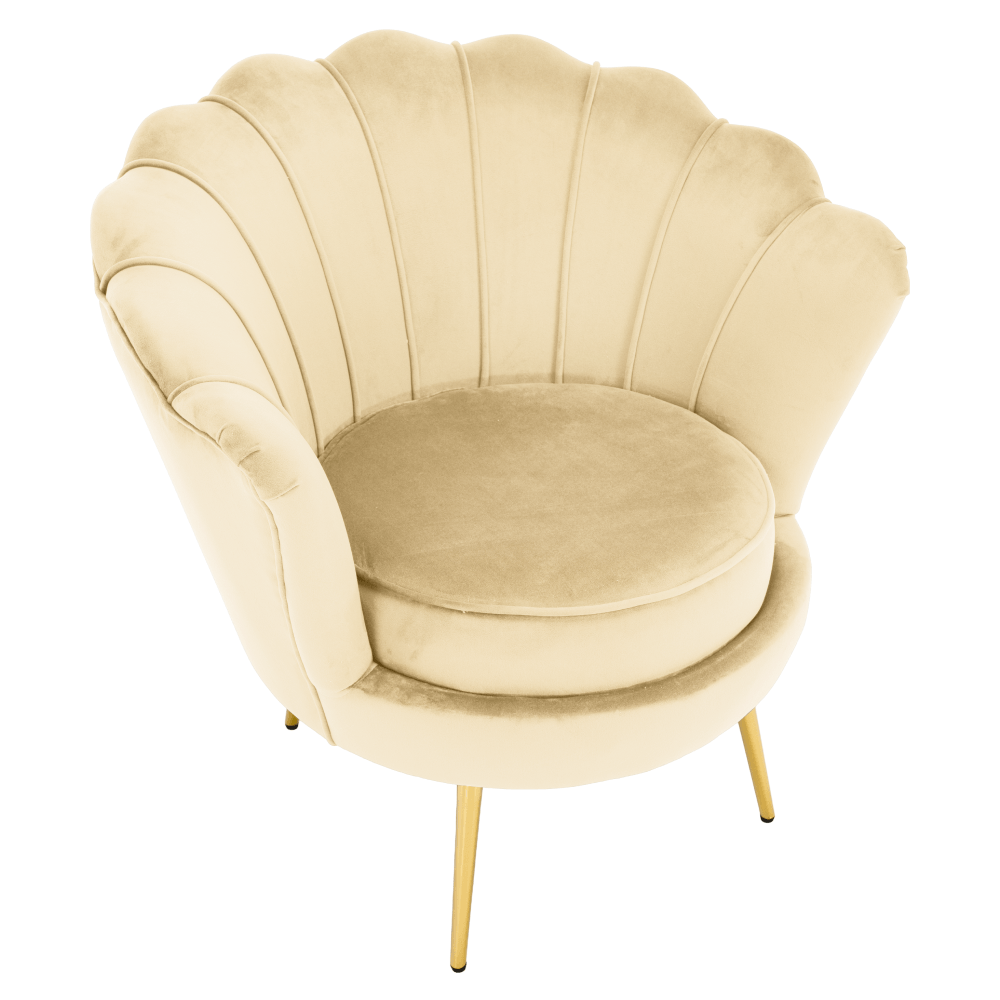 Fotoliu in stilul Art-deco, bej tesatura Velvet/gold crom auriu, NOBLEO — imaginea 6