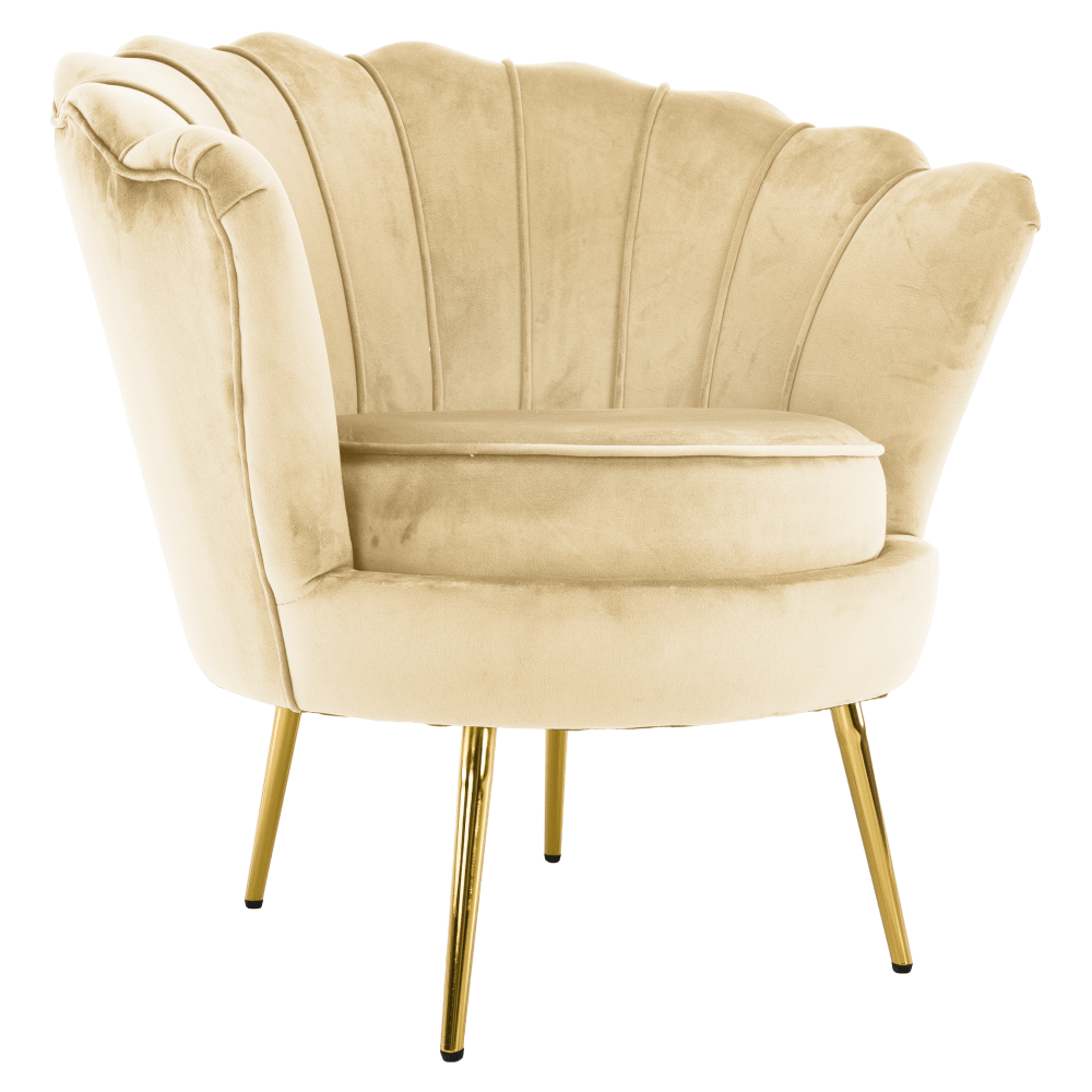 Fotoliu in stilul Art-deco, bej tesatura Velvet/gold crom auriu, NOBLEO — imaginea 7