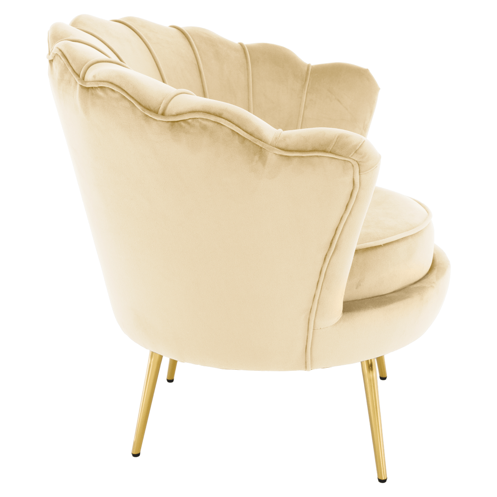 Fotoliu in stilul Art-deco, bej tesatura Velvet/gold crom auriu, NOBLEO — imaginea 8