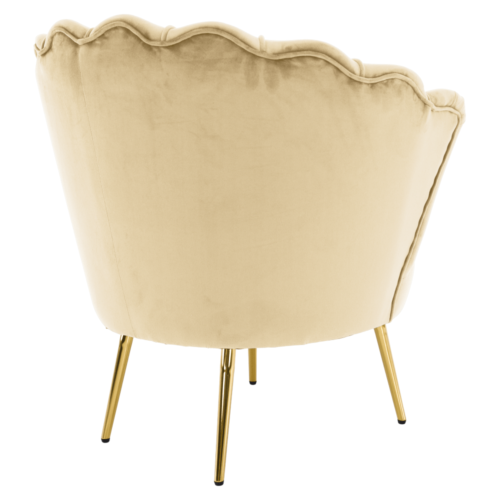 Fotoliu in stilul Art-deco, bej tesatura Velvet/gold crom auriu, NOBLEO — imaginea 9