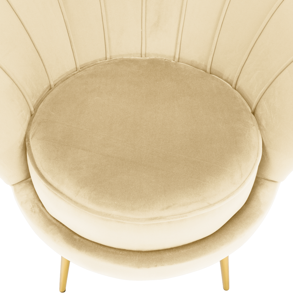 Fotoliu in stilul Art-deco, bej tesatura Velvet/gold crom auriu, NOBLEO — imaginea 11