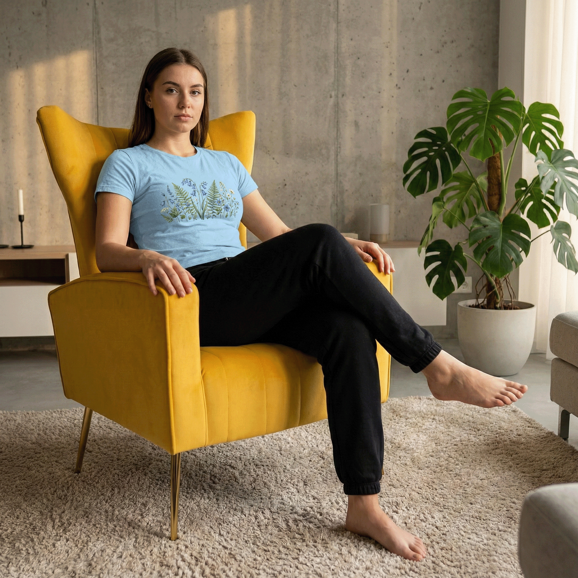 Fotoliu relaxant, tesatura Velvet galben, BARET — imaginea 8
