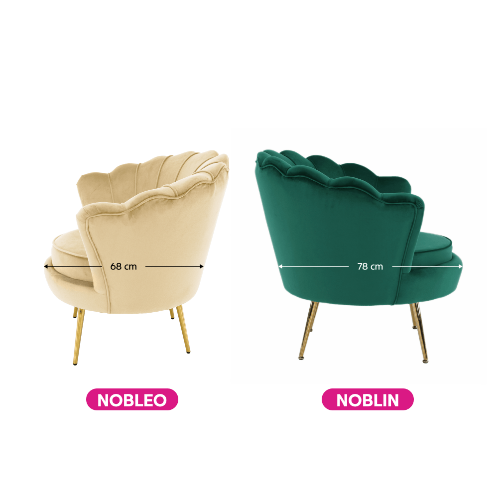 Fotoliu in stilul Art-deco, bej tesatura Velvet/gold crom auriu, NOBLEO — imaginea 18