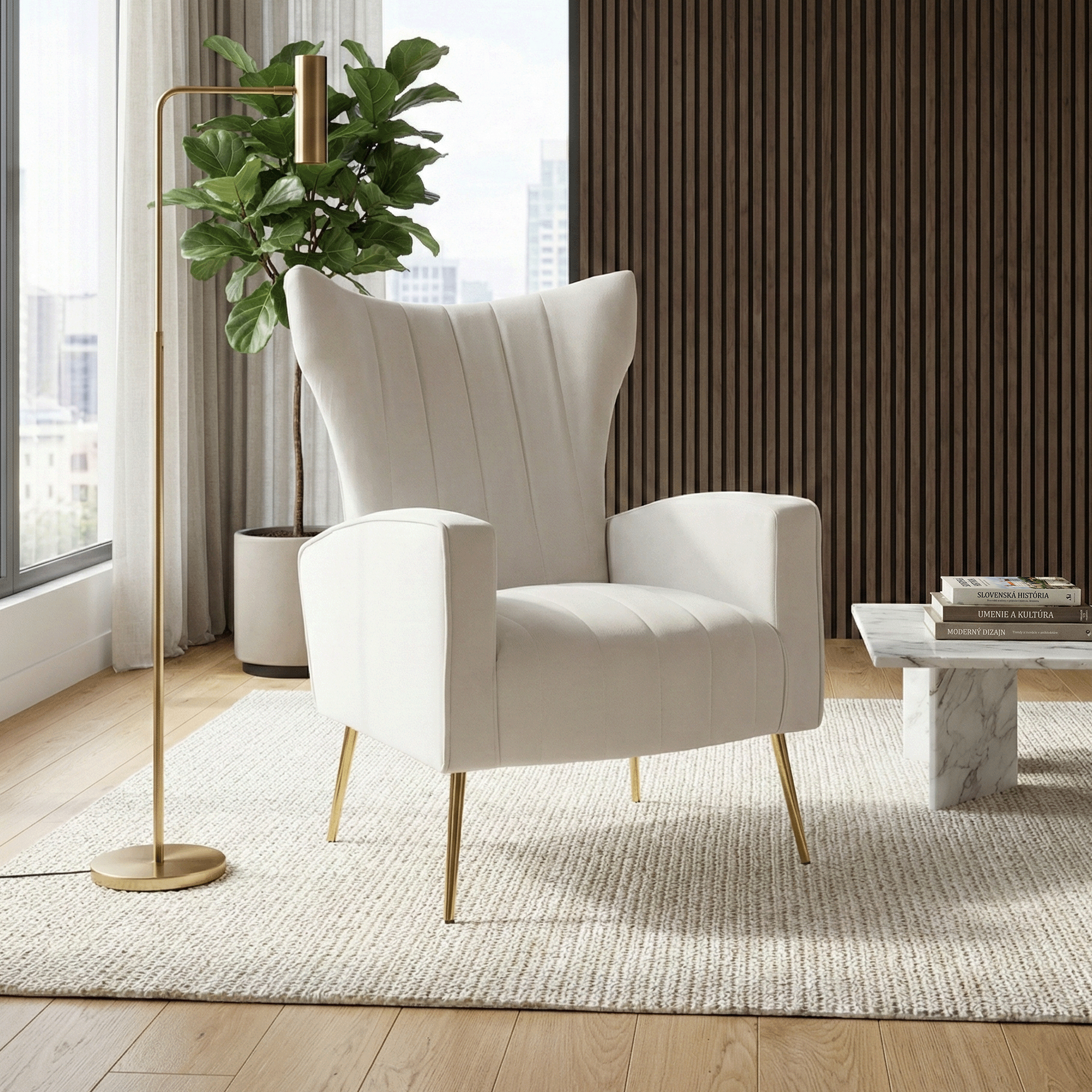 Fotoliu relaxant, tesatura Velvet bej, BARET — imaginea 18