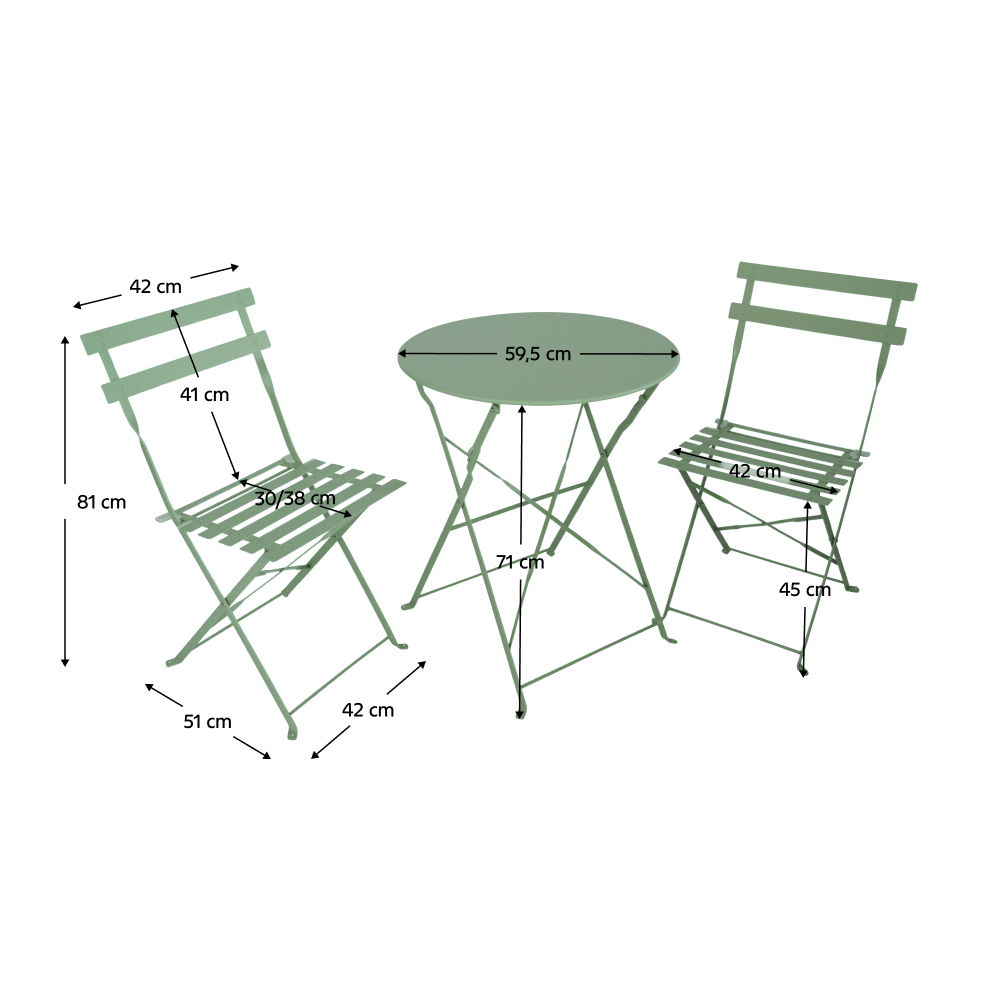 Set gradina 1+2, verde, otel, OBAX NEW — imaginea 10