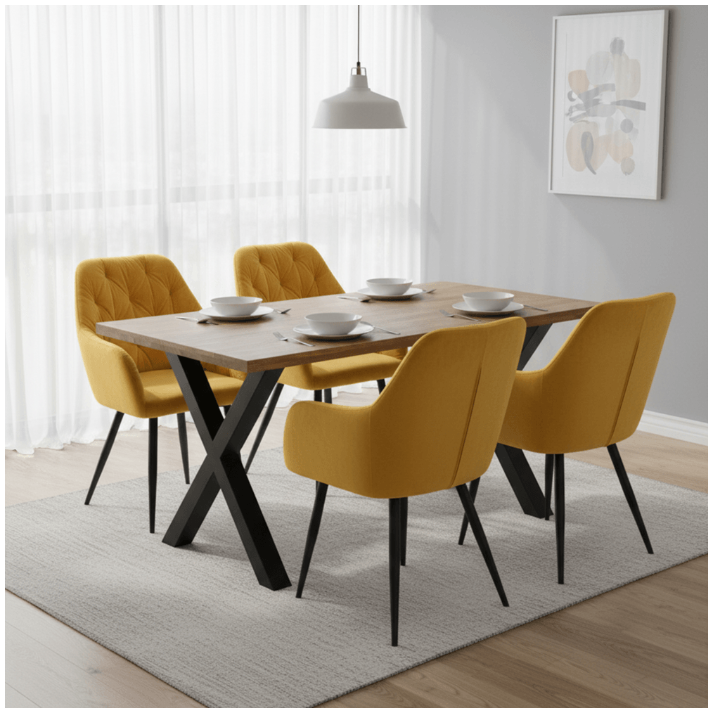 Fotoliu de design, material Velvet galben inchis, VERIO NEW — imaginea 2