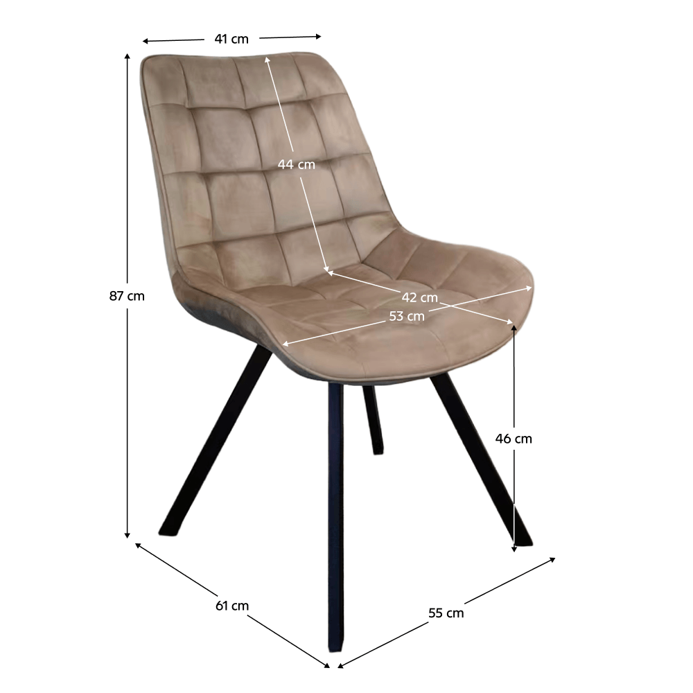 Scaun de luat masa, tesatura Velvet gri-maro Taupe/negru, SAMIRA — imaginea 9