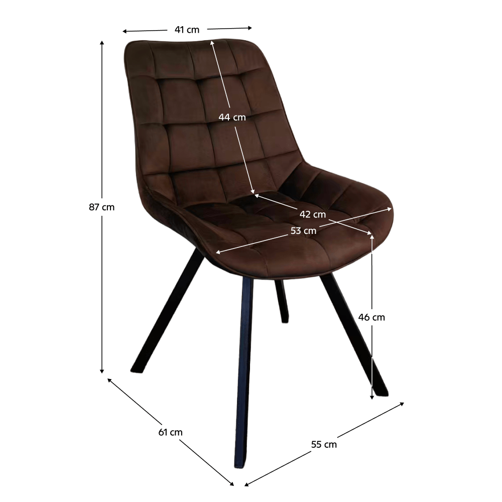 Scaun de sufragerie, tesatura Velvet maro inchis/negru, SAMIRA — imaginea 9