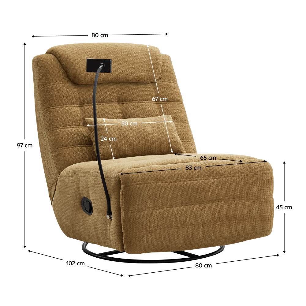 Fotoliu de lux pivotant, balansoar, mustar, UMRBO — imaginea 2