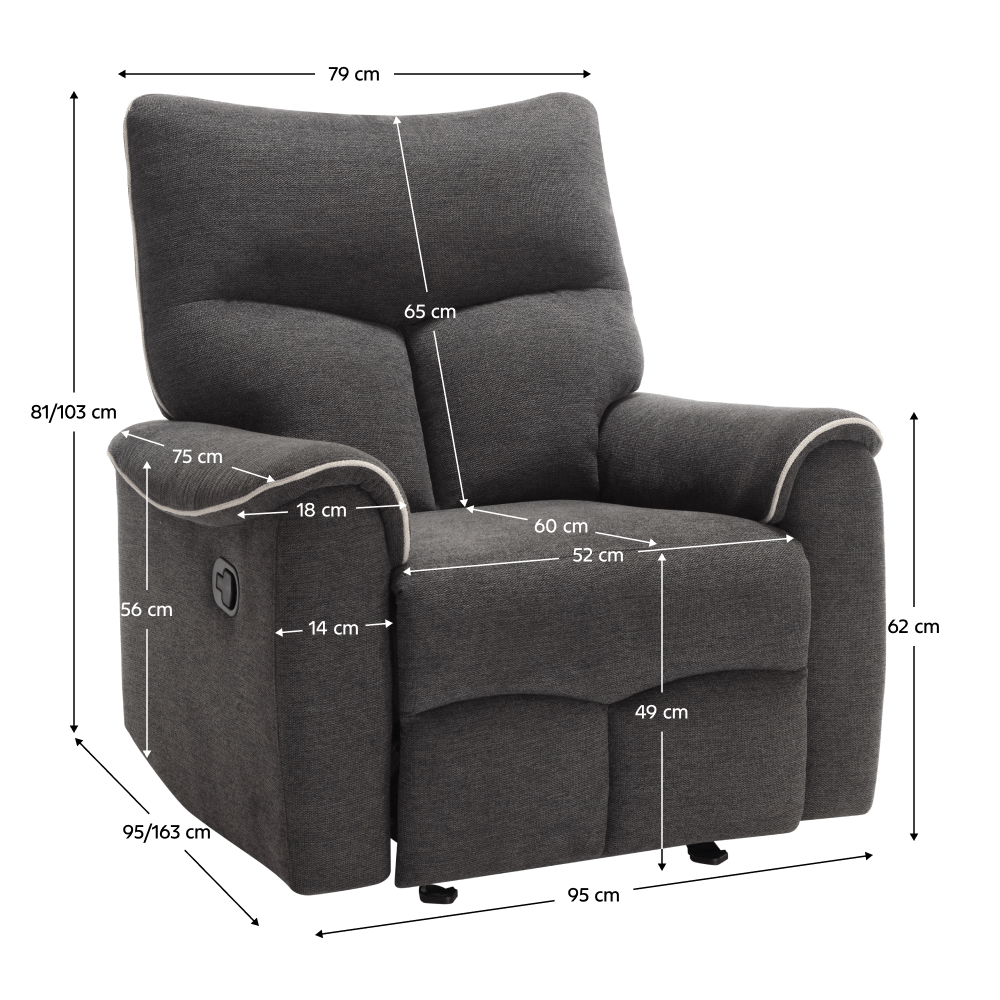 Fotoliu relaxant, gri inchis/gri deschis, NADER — imaginea 2