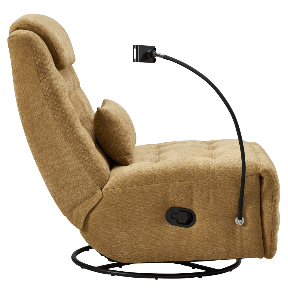 Fotoliu de lux pivotant, balansoar, mustar, UMRBO — imaginea 4