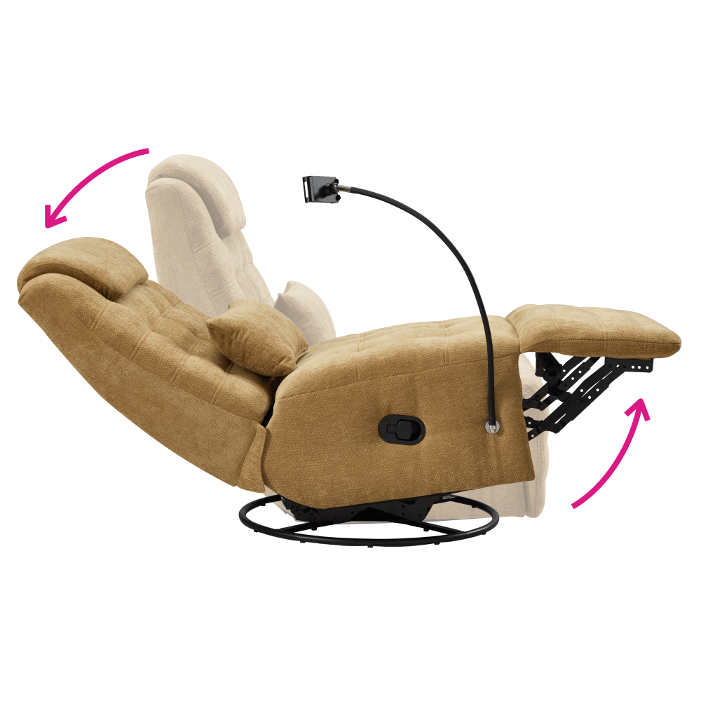 Fotoliu de lux pivotant, balansoar, mustar, UMRBO — imaginea 7