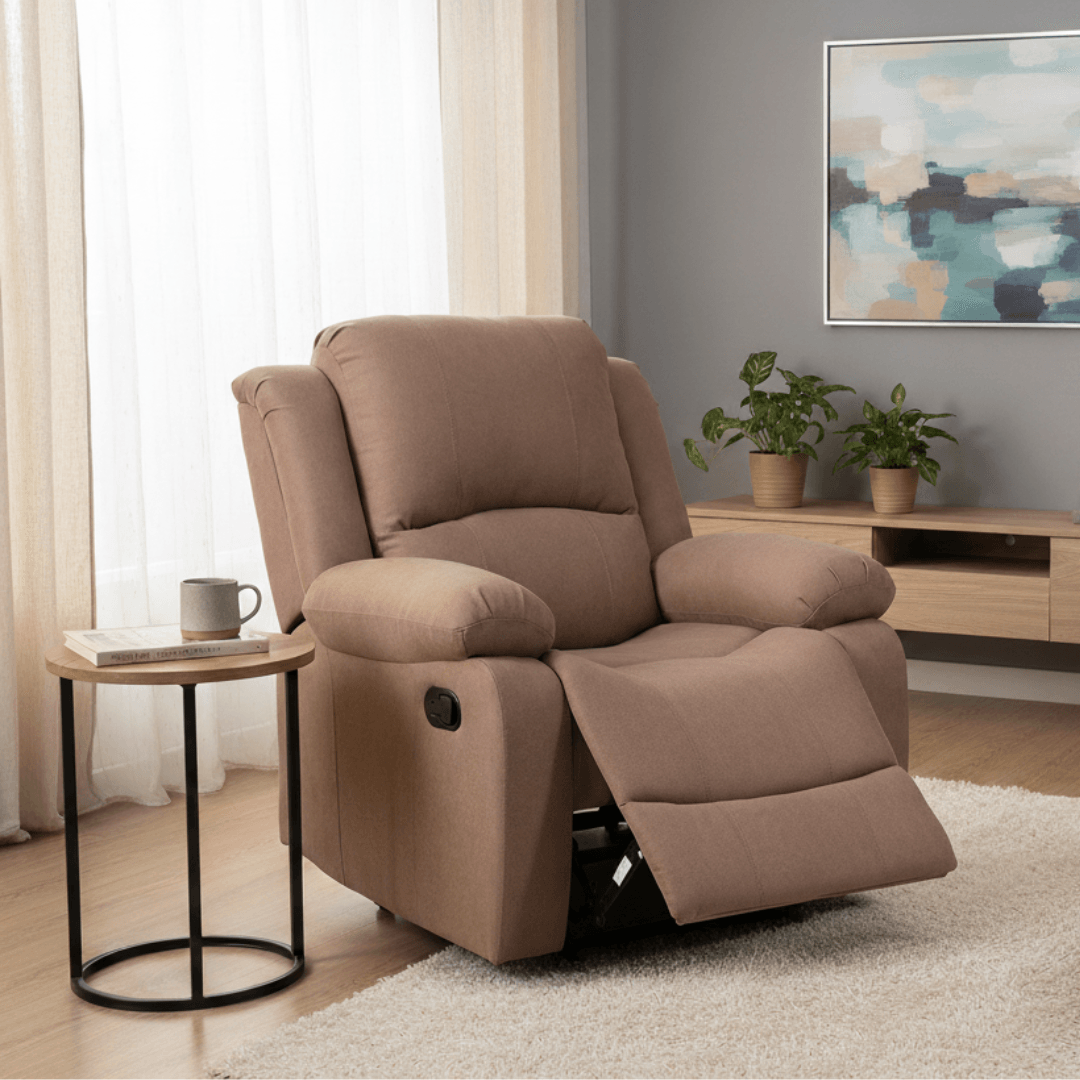 Fotoliu relaxant reglabil, material maro, ASKOY NEW — imaginea 3