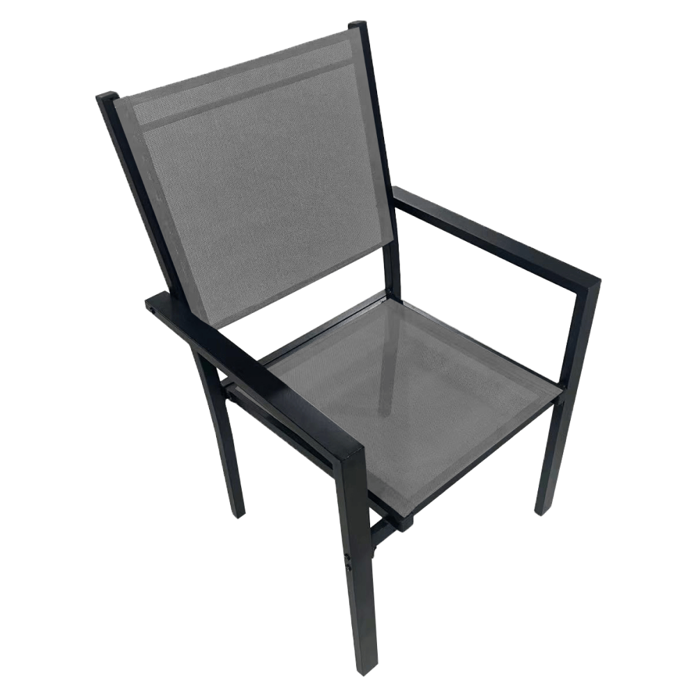 Set de gradina din 9 piese, gri/negru, aluminiu, KESIOS — imaginea 5