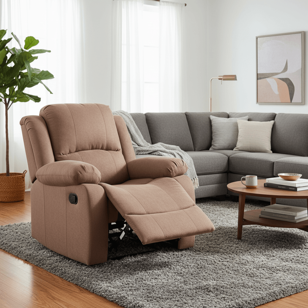 Fotoliu relaxant reglabil, material maro, ASKOY NEW — imaginea 4