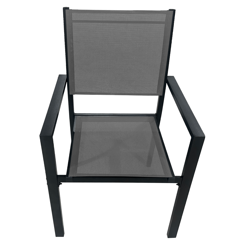 Set de gradina din 9 piese, gri/negru, aluminiu, KESIOS — imaginea 7