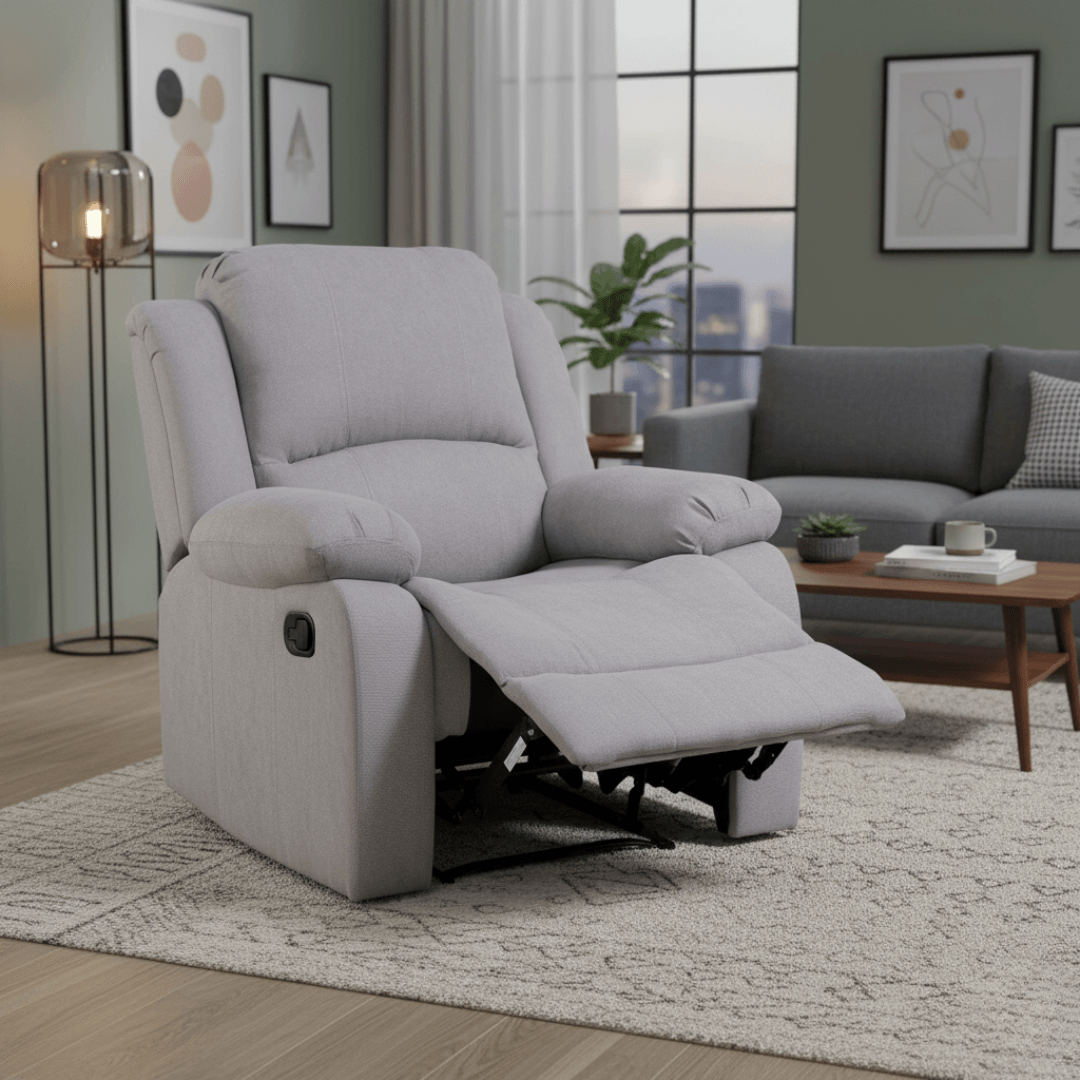 Fotoliu relaxant reglabil, material gri deschis, ASKOY NEW — imaginea 2