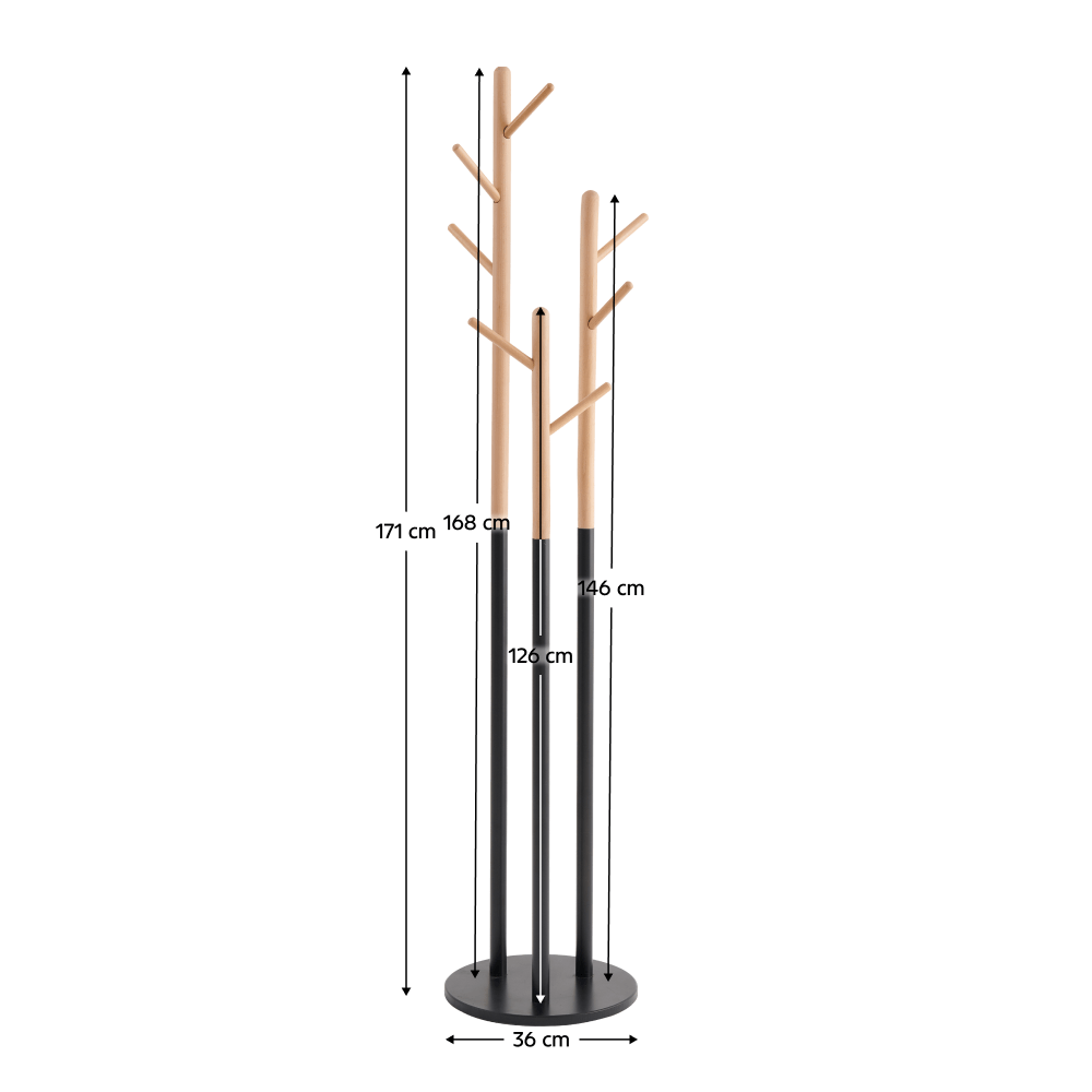 Cuier, negru/natural, TAVEL — imaginea 4